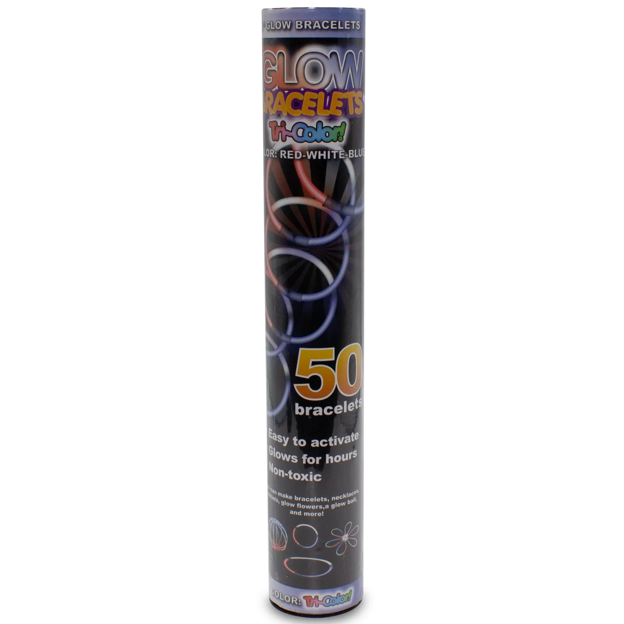 New Windy City Novelties Red, White, and Blue 8" Glow Bracelets