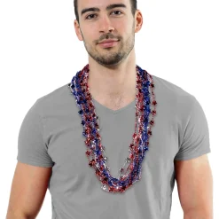 Windy City Novelties Red, White & Blue Star Bead 33" Necklaces