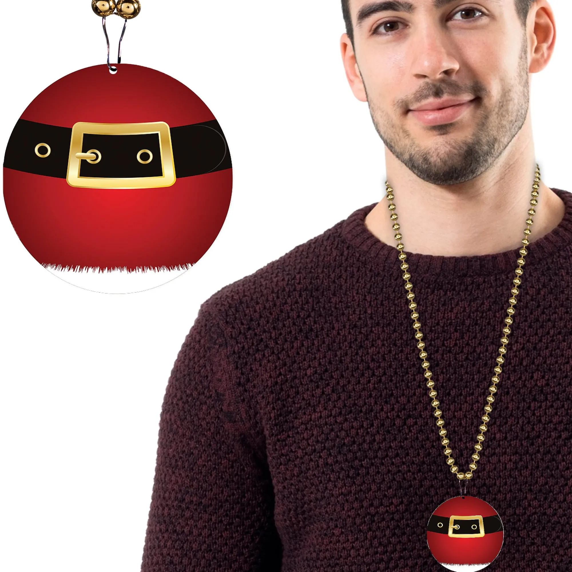 Sale Windy City Novelties Santa Belt Medallion 33" Bead Necklaces