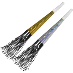 Clearance Windy City Novelties Silver & Gold 8" Fringed Party Horns