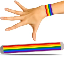 Hot Windy City Novelties Silver Rainbow Pride Slap Bracelets