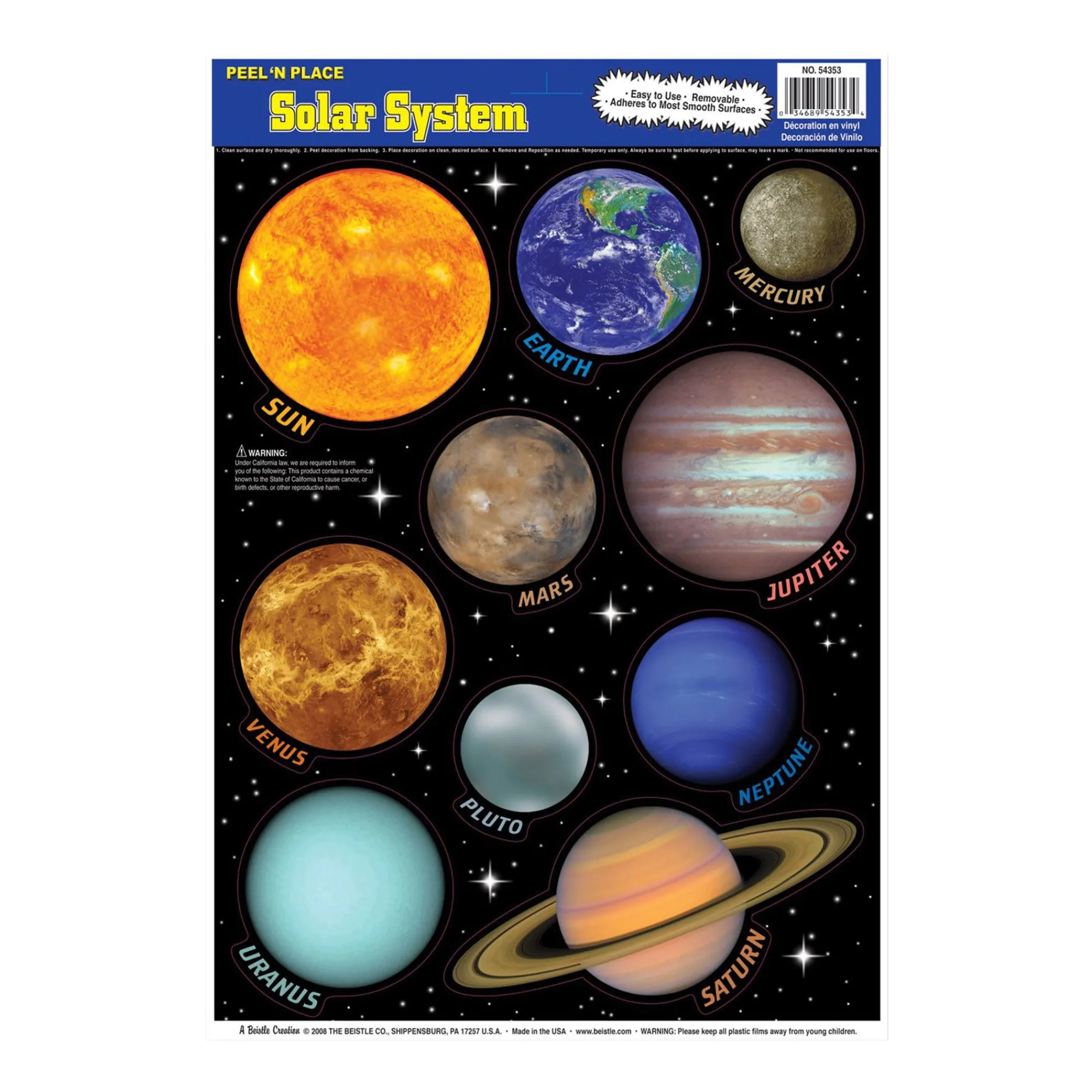 New Windy City Novelties Solar System Window Clings