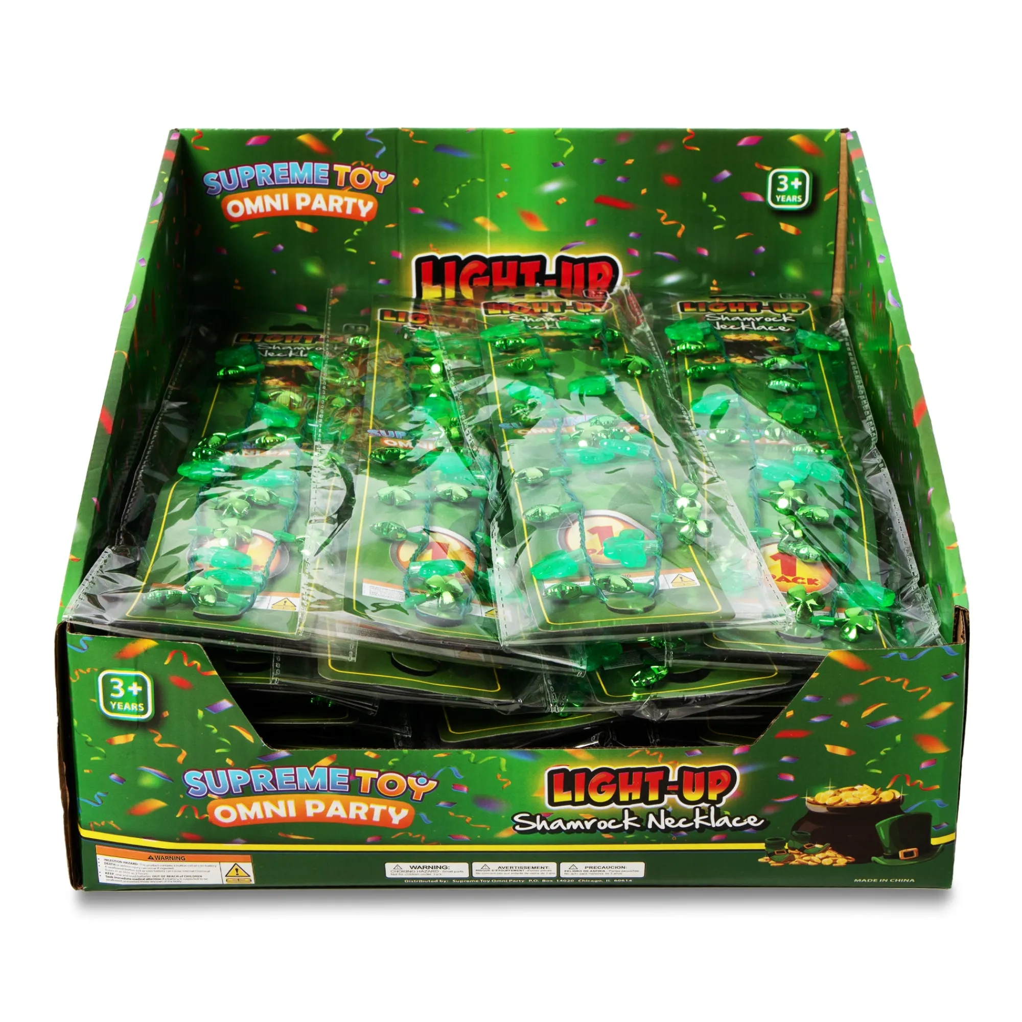 Outlet Windy City Novelties St. Patrick's Day LED Shamrock Necklaces Retail Display