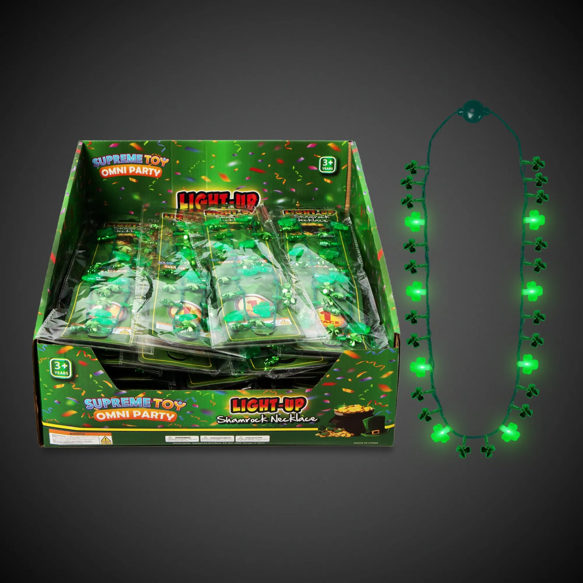 Outlet Windy City Novelties St. Patrick's Day LED Shamrock Necklaces Retail Display