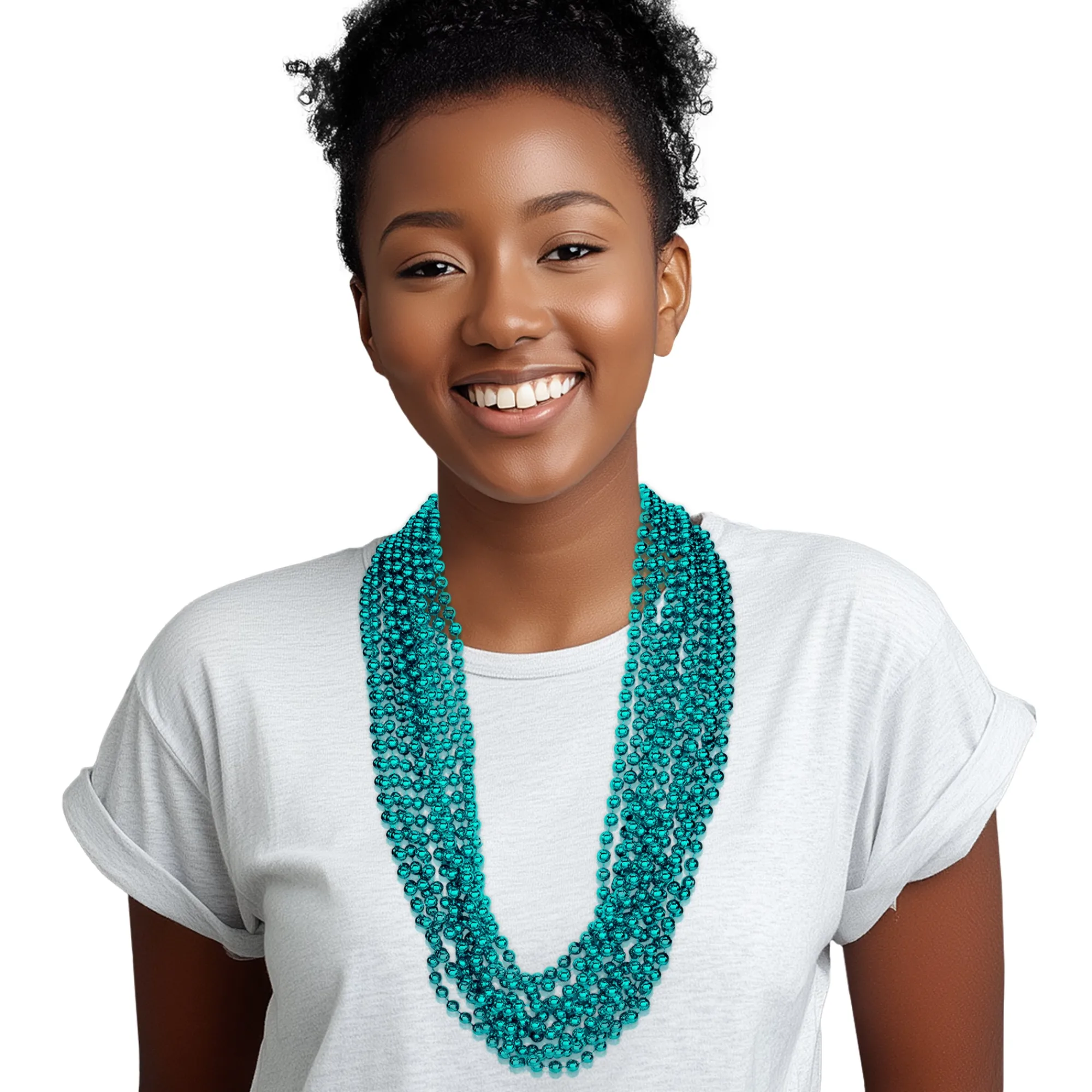 Hot Windy City Novelties Teal 7mm Bead 33" Necklaces