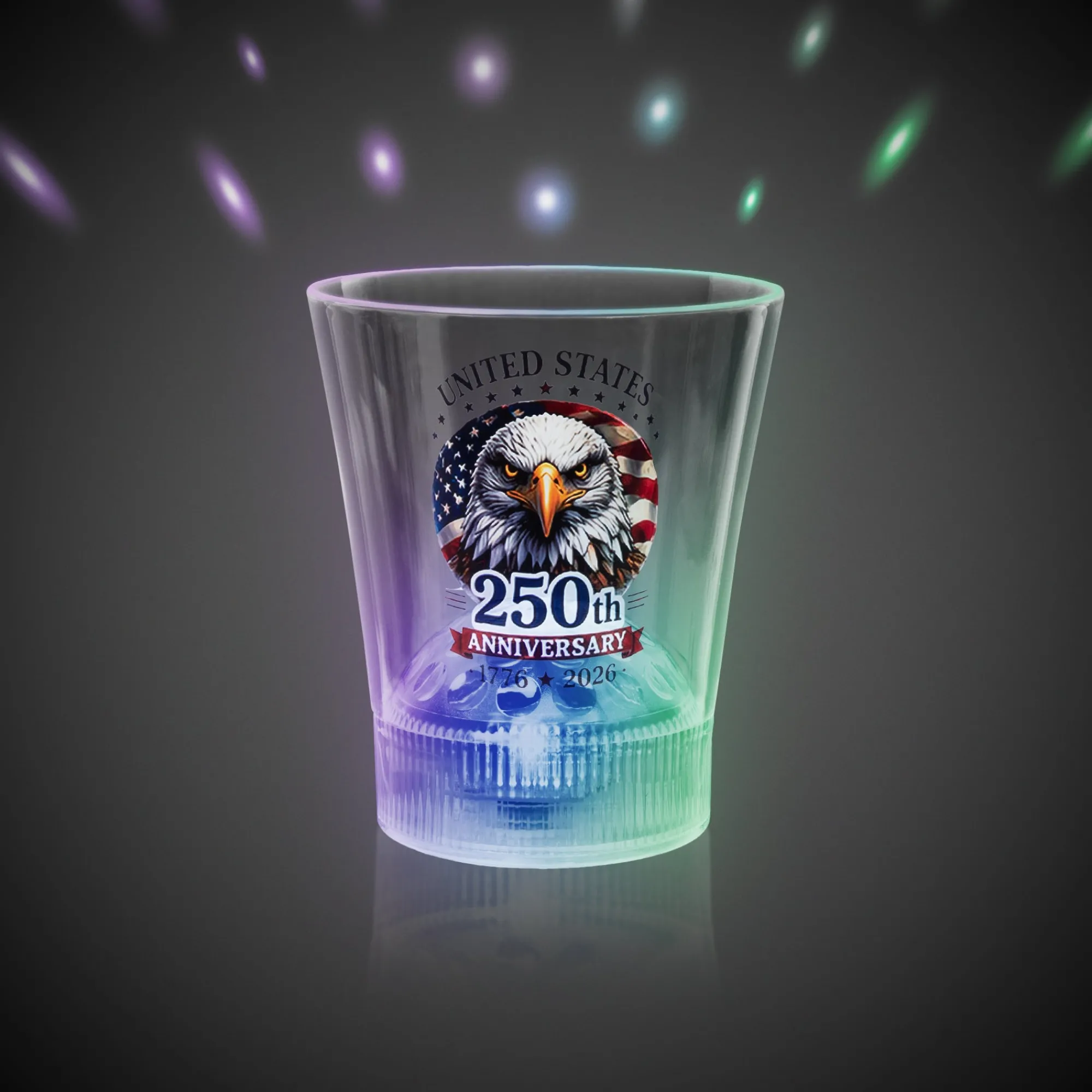 Best Windy City Novelties 250th Anniversary LED Disco Ball 8 oz. Rocks Glass