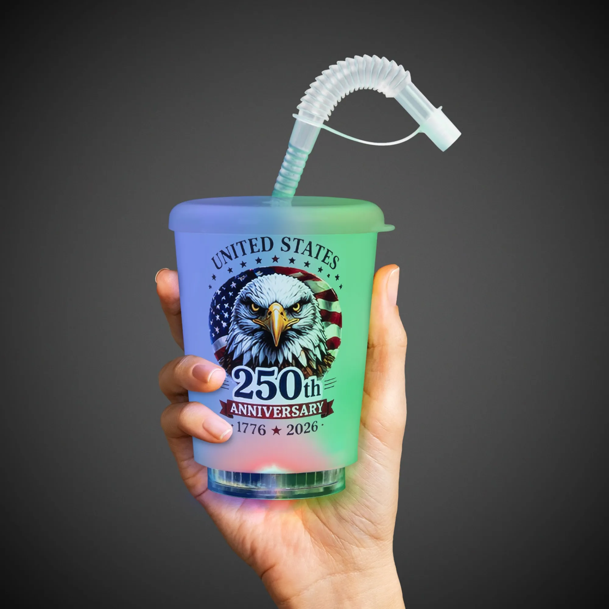 Best Windy City Novelties 250th Anniversary LED 12 oz. Cup with Straw