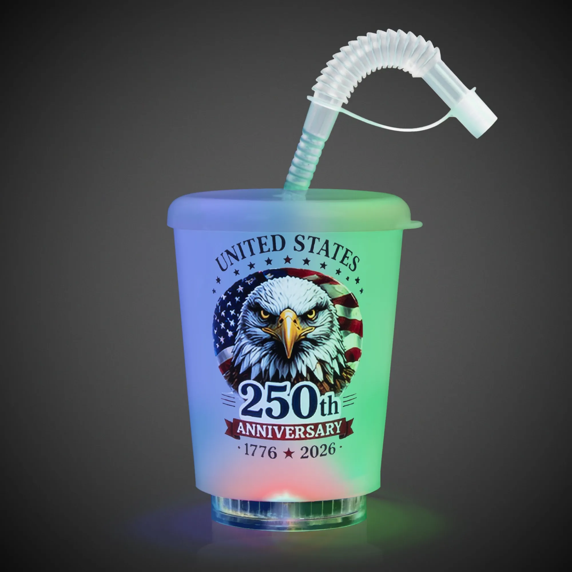Best Windy City Novelties 250th Anniversary LED 12 oz. Cup with Straw