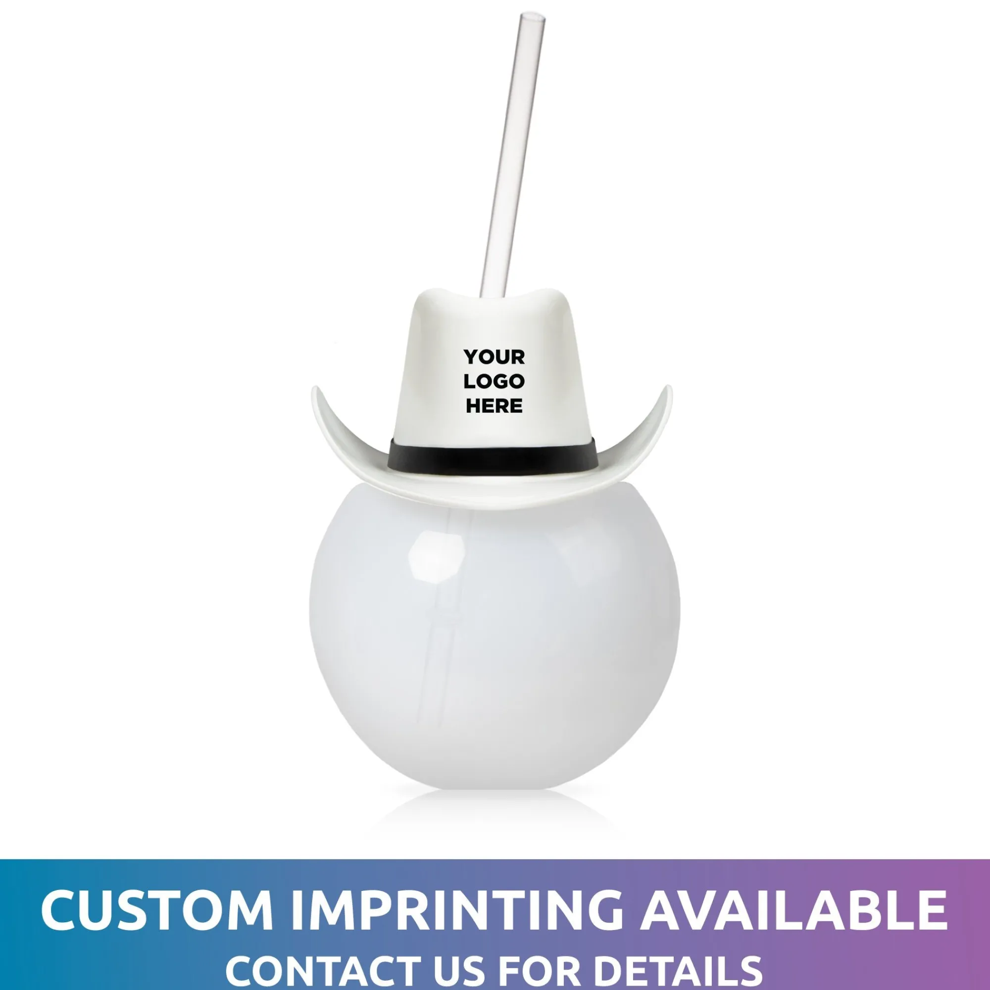 Outlet Windy City Novelties White Cowboy Hat 20 oz. Ball Cup with Straw