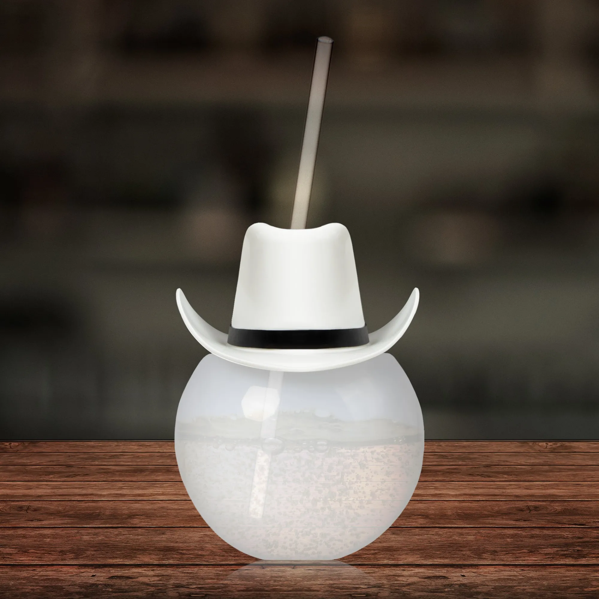 Outlet Windy City Novelties White Cowboy Hat 20 oz. Ball Cup with Straw