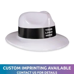Sale Windy City Novelties White Fedora Hats with Black Trim