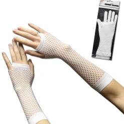 Hot Windy City Novelties Fishnet Fingerless Gloves White