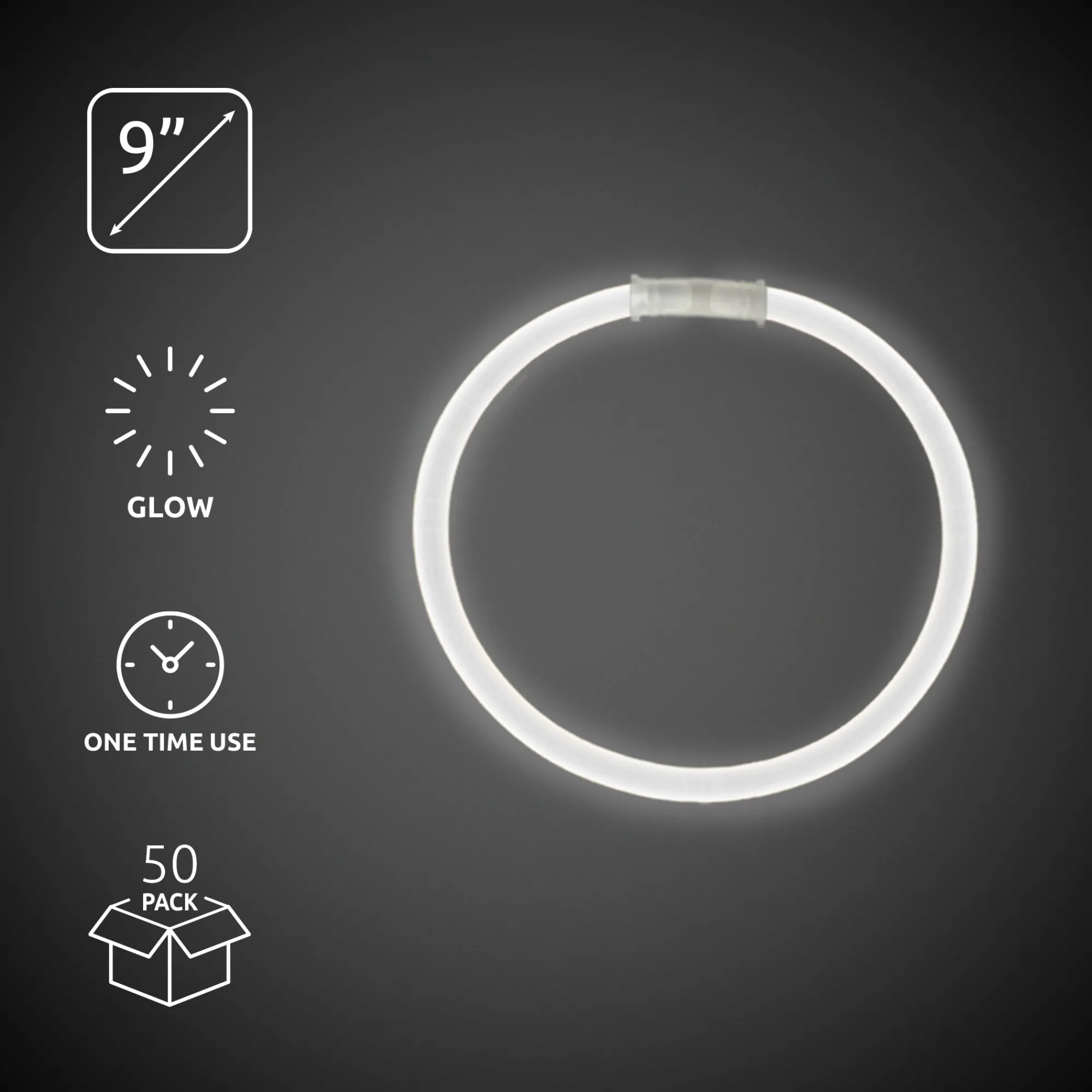New Windy City Novelties 9" Glow Bracelets White
