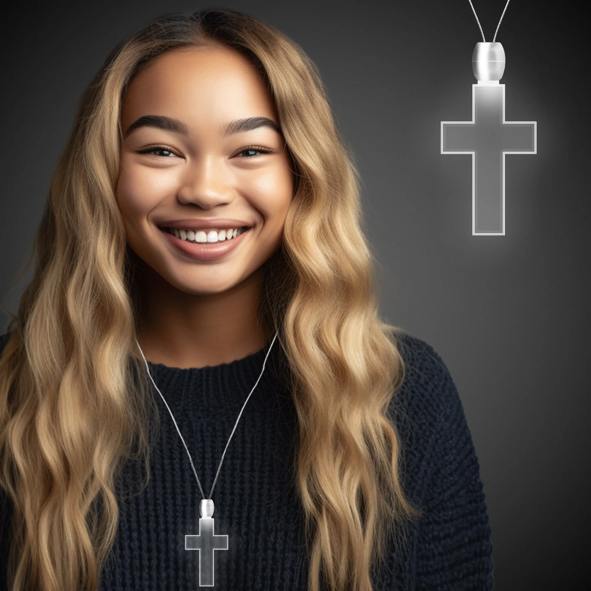 Clearance Windy City Novelties White LED Cross Pendant Necklace