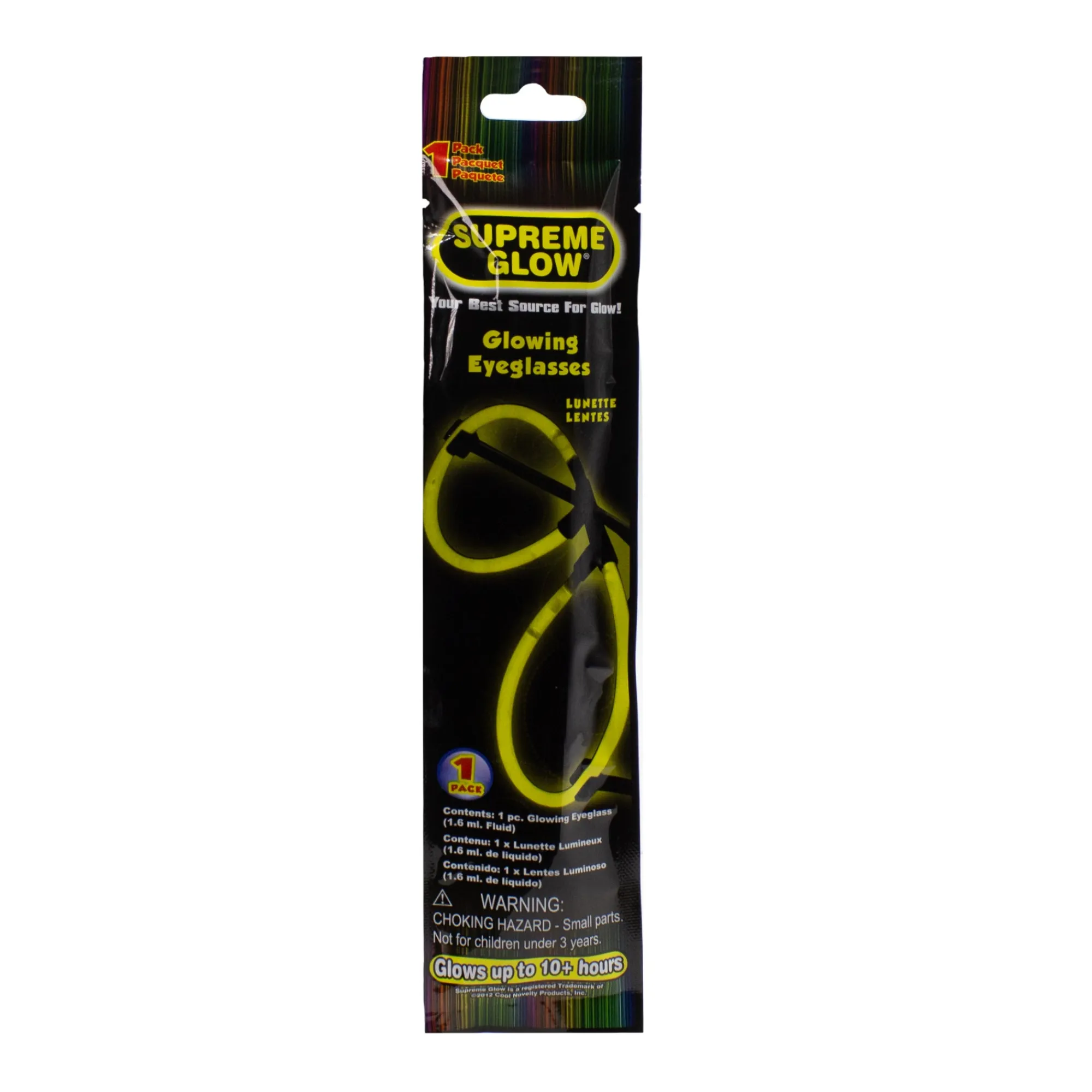 New Windy City Novelties Glow-in-the-Dark Eyeglasses Yellow